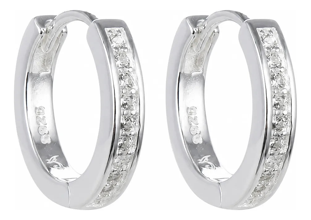 Aretes de Aro con Piedras Blancas