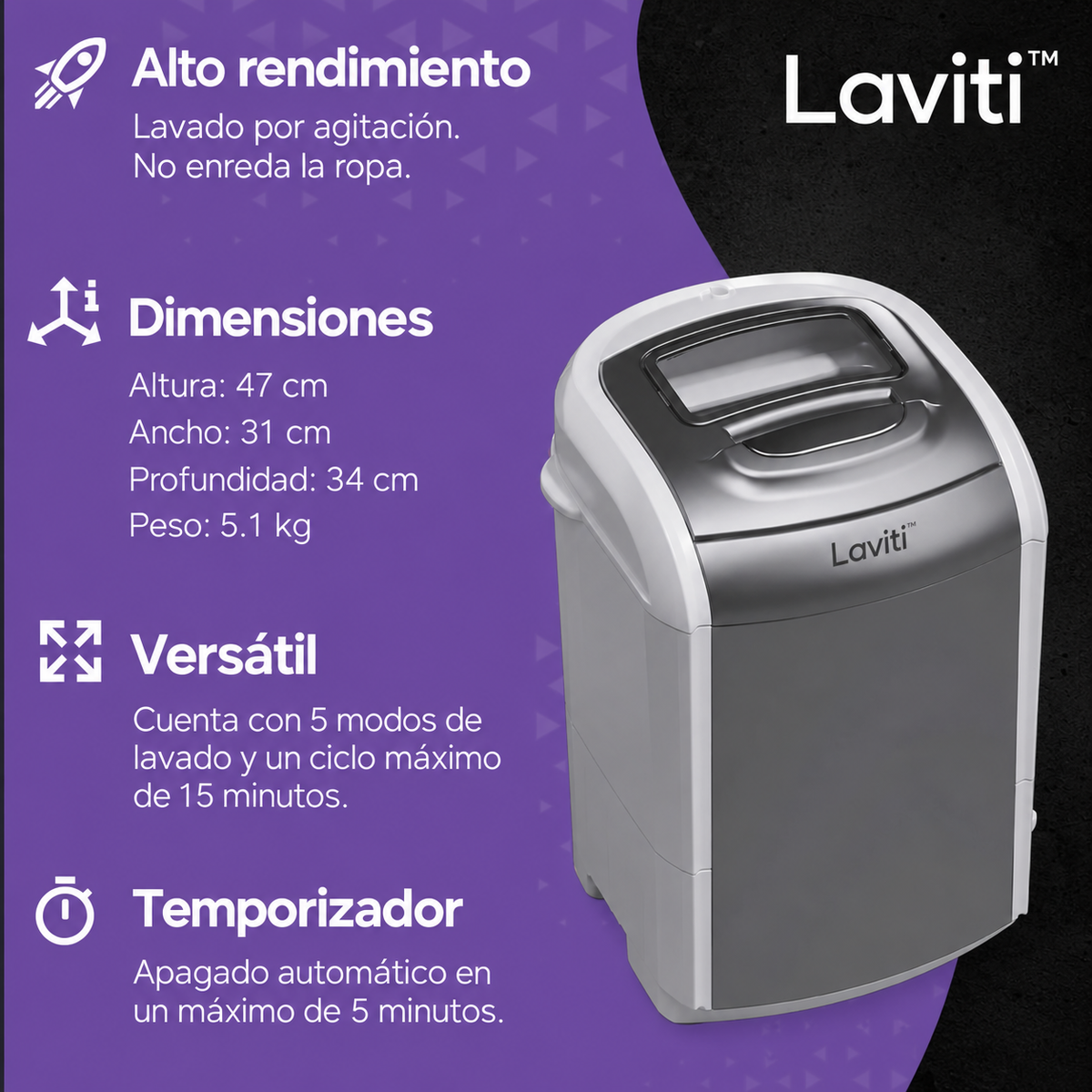 Laviti™ – Mini Lavadora Automática (¡Mega Promoción!)
