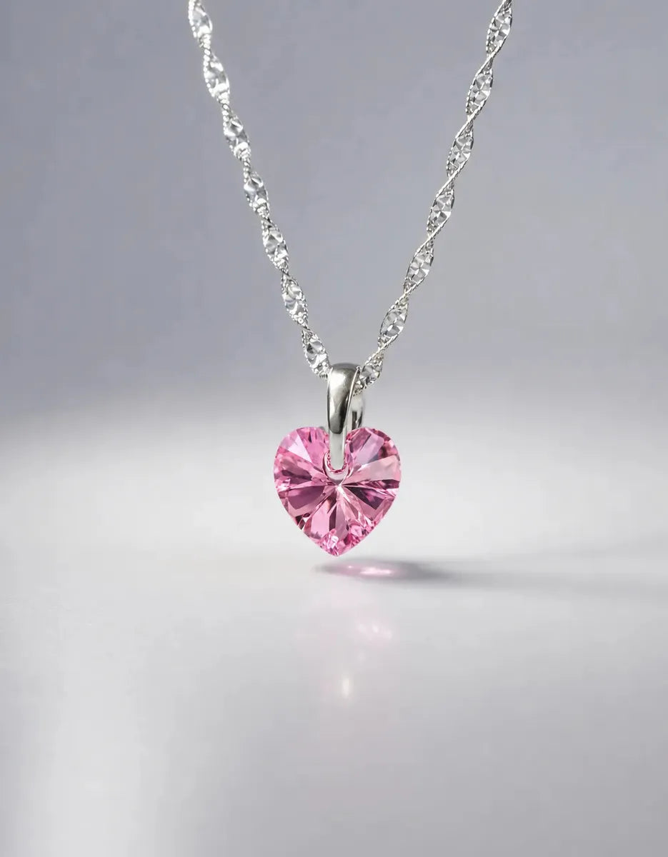 Collar Corazón con Cristal Austríaco Rosa