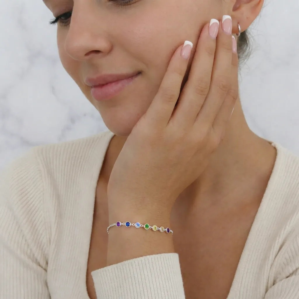 Pulsera 7 Chakras con Circonitas