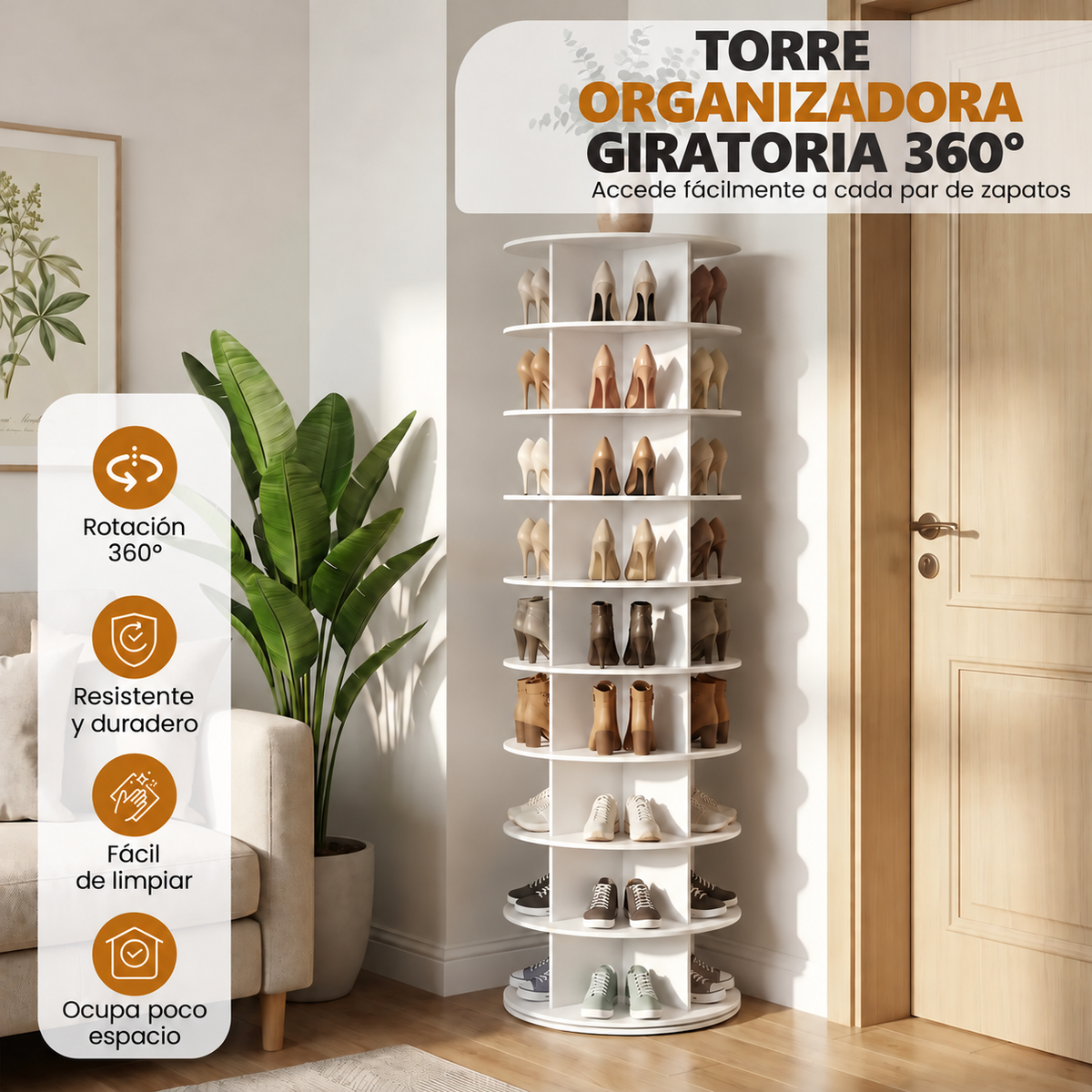 Torre Organizadora Giratoria Premium 360° – Más Espacio y Organización