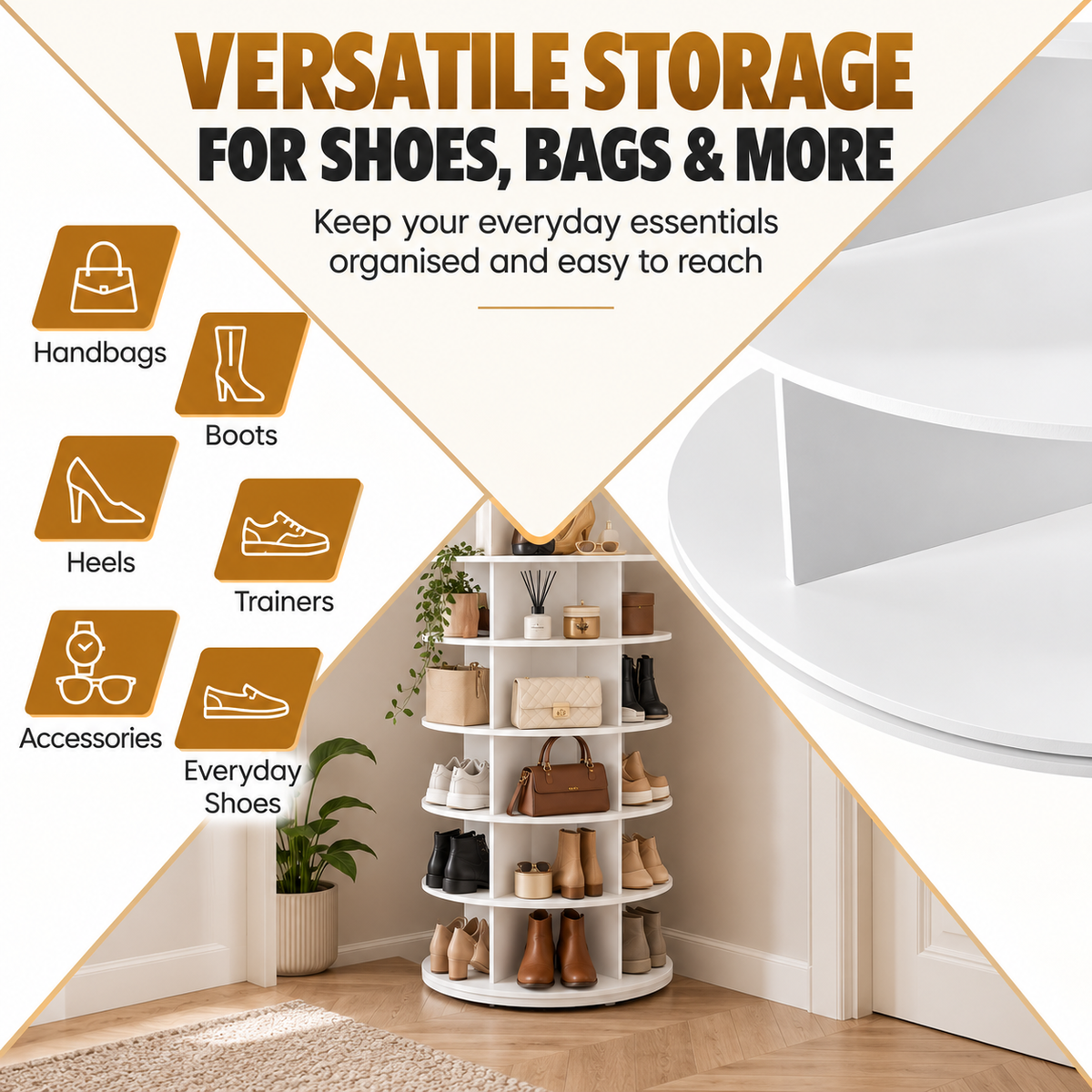 Premium 360° Rotating Storage Tower – More Space, Less Clutter