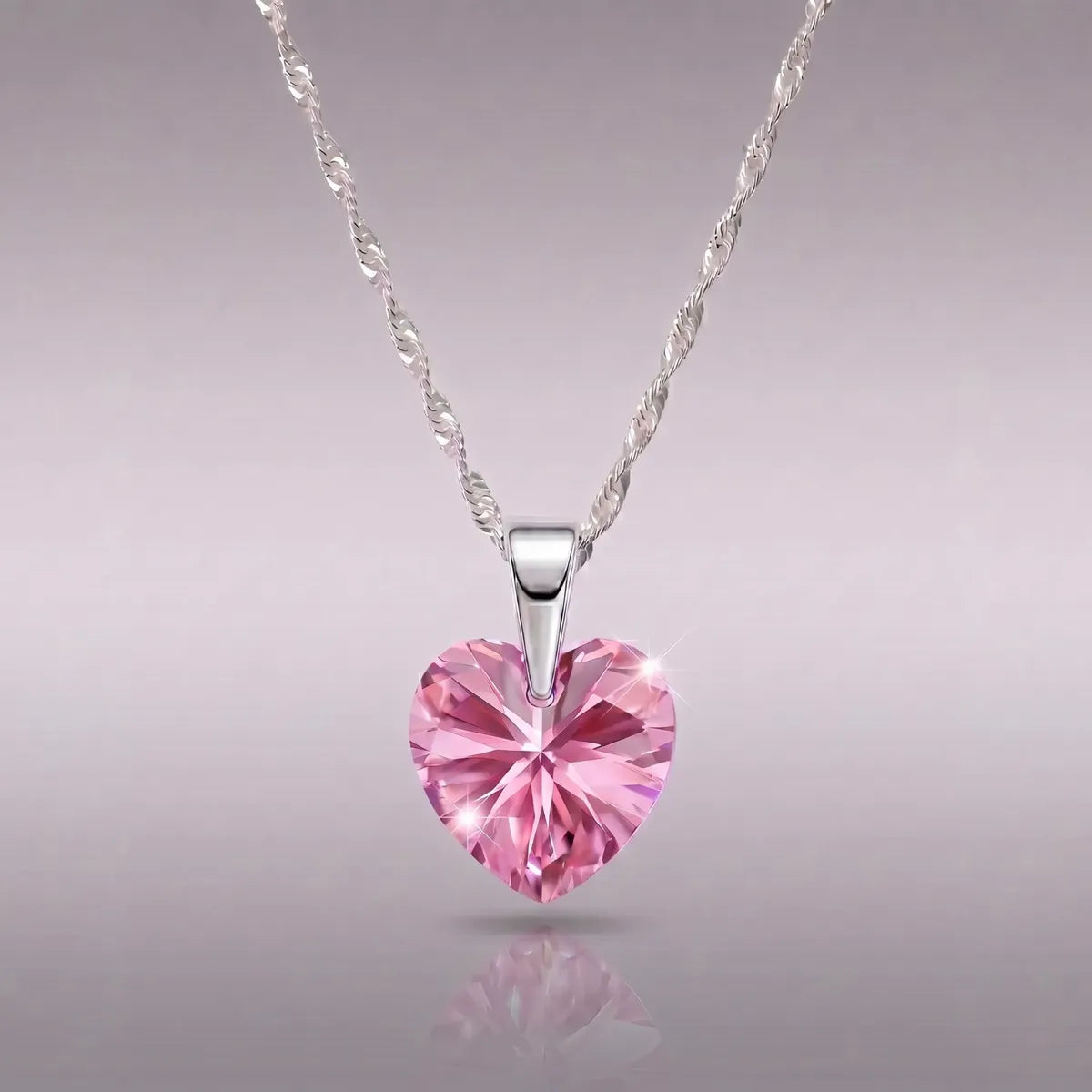 Collar Corazón con Cristal Austríaco Rosa