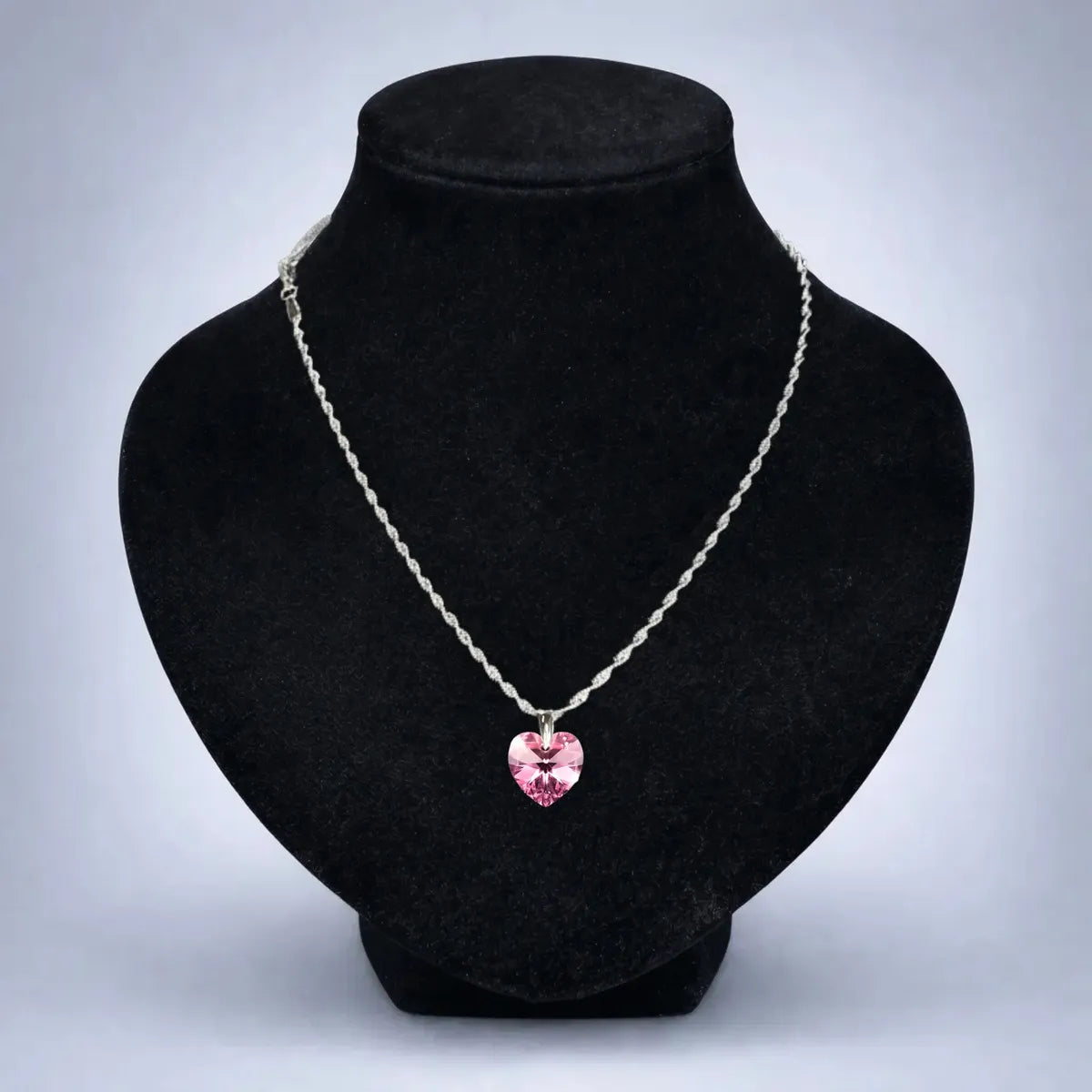 Collar Corazón con Cristal Austríaco Rosa