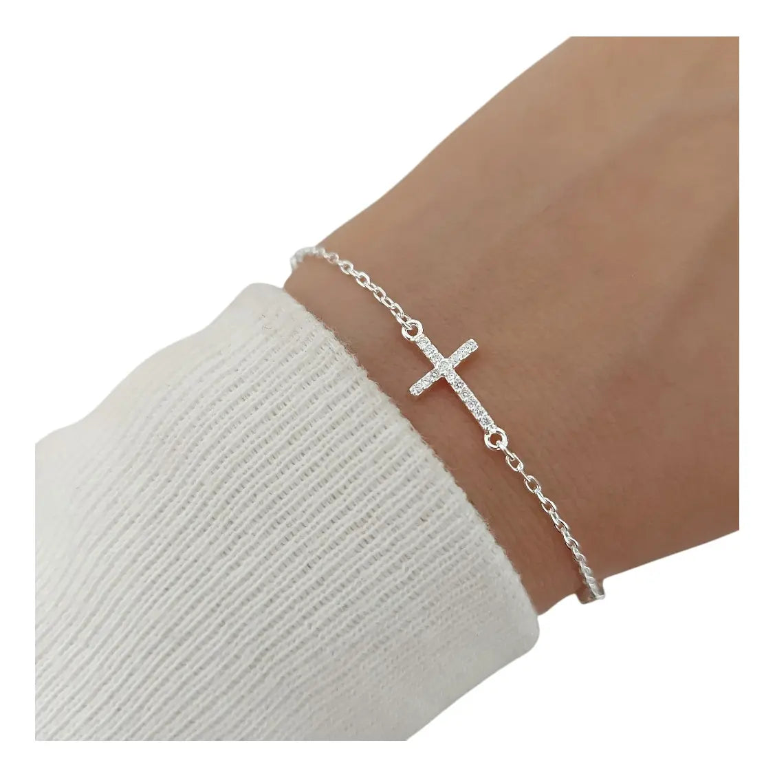 Pulsera Delicada con Cruz Engastada en Circonitas