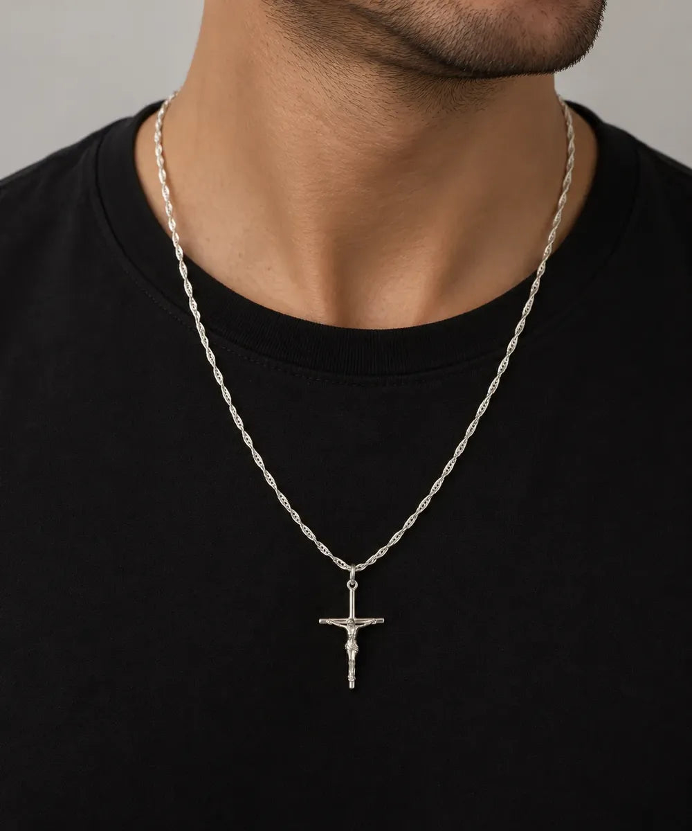 Conjunto Cadena Hombre Cruz Con Cristo